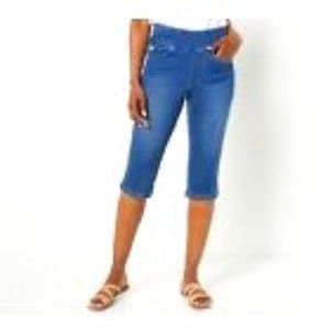 Belle by Kim Gravel Petite TripleLuxe Denim Jeans Rinse Wash 24